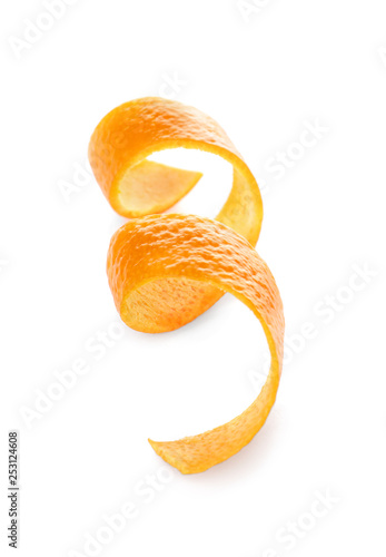 Fresh orange peel on white background. Healthy fruit