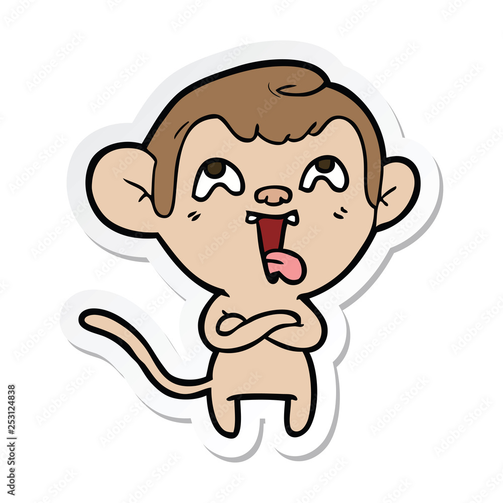 sticker of a crazy cartoon monkey sticker of a crazy cartoon monkey