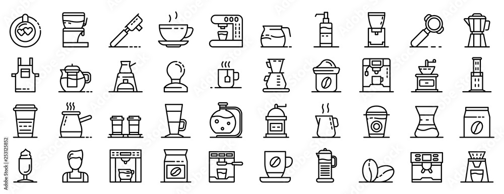 Barista icons set. Outline set of barista vector icons for web design isolated on white background Barista icons set. Outline set of barista vector icons for web design isolated on white background