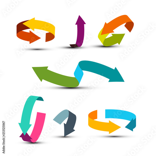 Colorful Arrows Set. Vector Double Arrow Icons. Graphic Arrow Concept for Applications and Web Design or Company Logo.