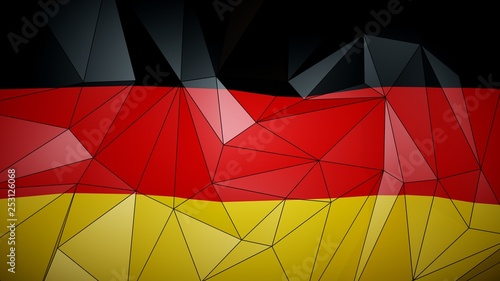 Low Poly Flag of Germany. Folded paper effect with marked edges.