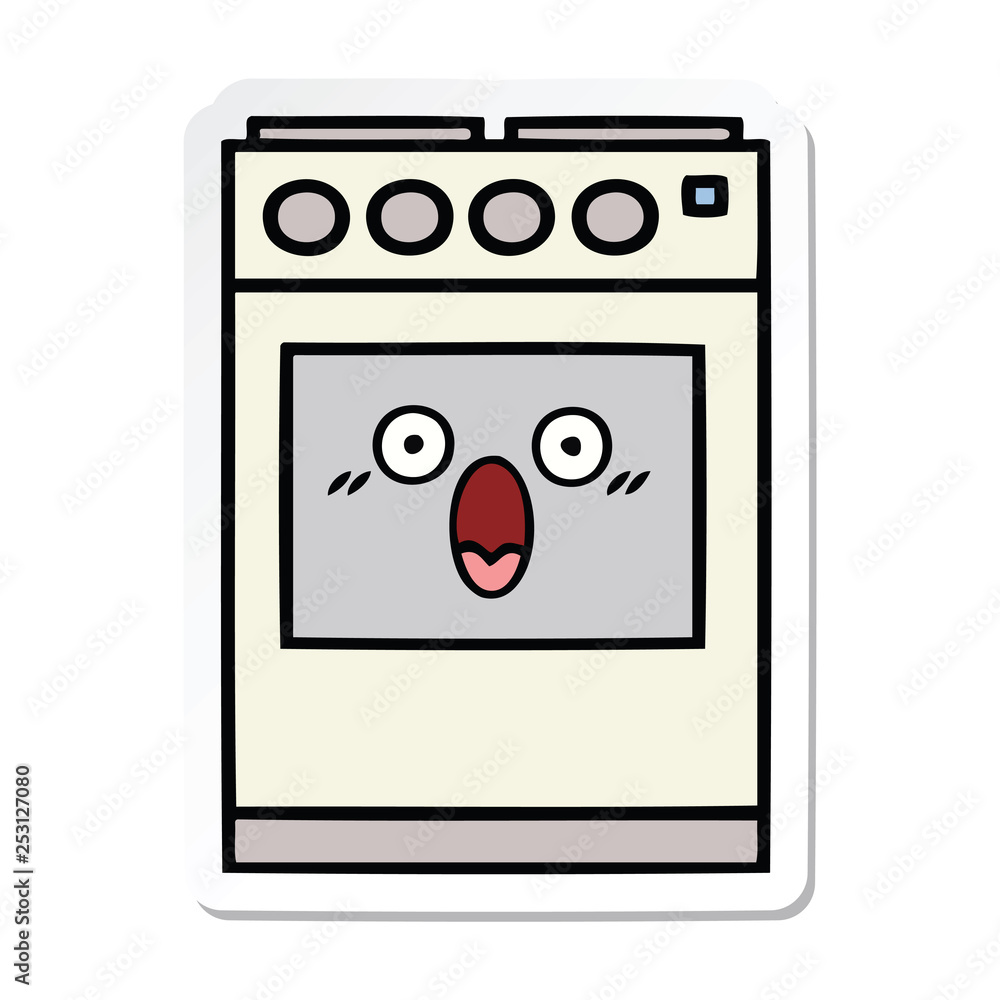 sticker of a cute cartoon kitchen oven sticker of a cute cartoon kitchen oven