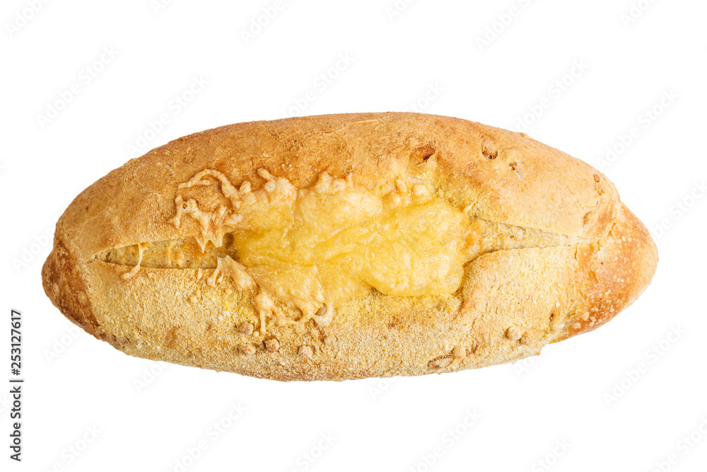 Cornbread baked with cheese. isolate on white background
