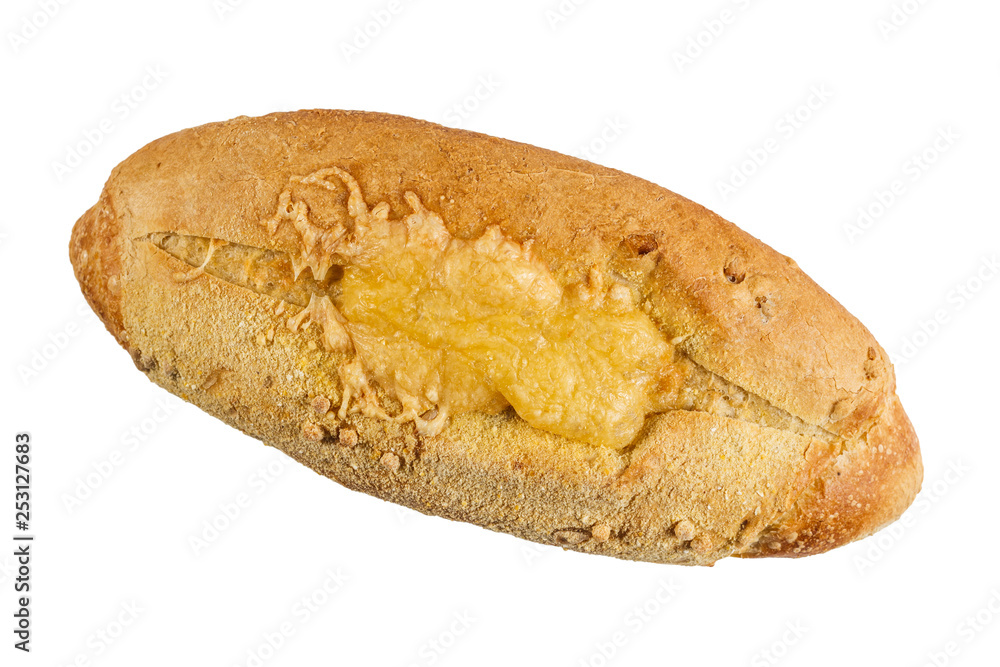 Cornbread baked with cheese. isolate on white background