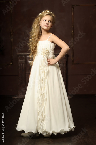 princess blonde in white victorian dress