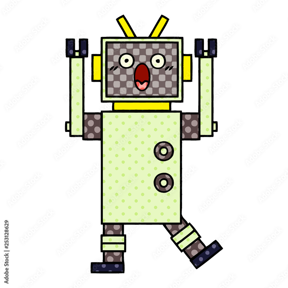 comic book style cartoon robot comic book style cartoon robot