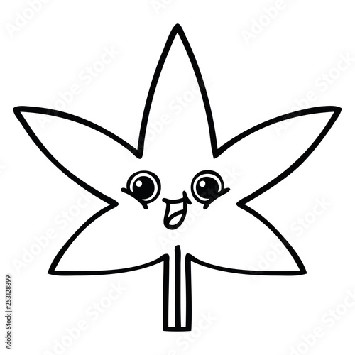 line drawing cartoon autumnal leaf