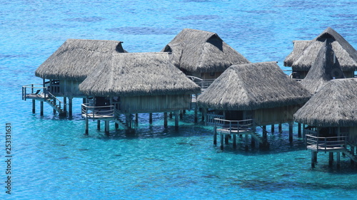 Beach bungalows in Moorea  French Polynesia