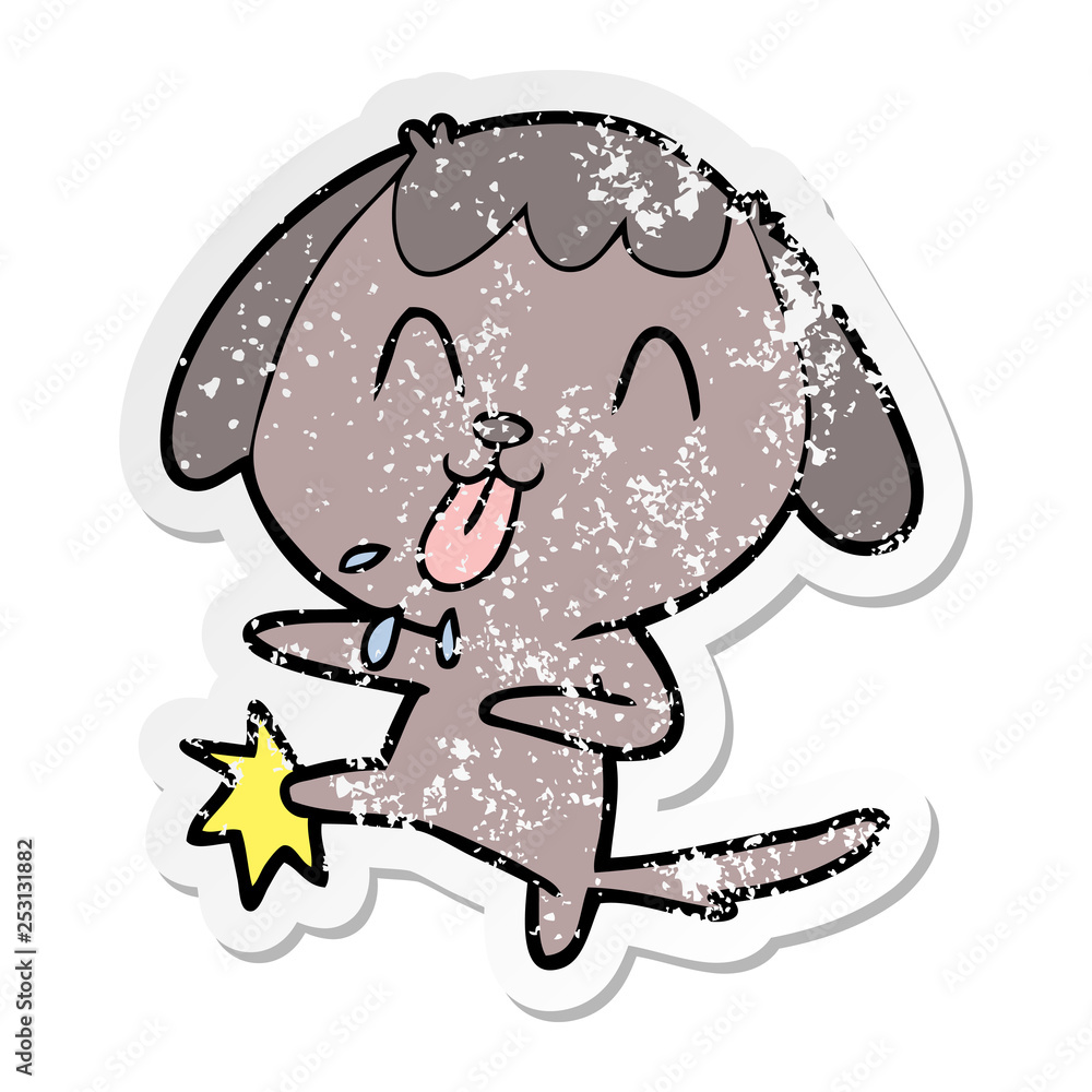 Obraz premium distressed sticker of a cute cartoon dog