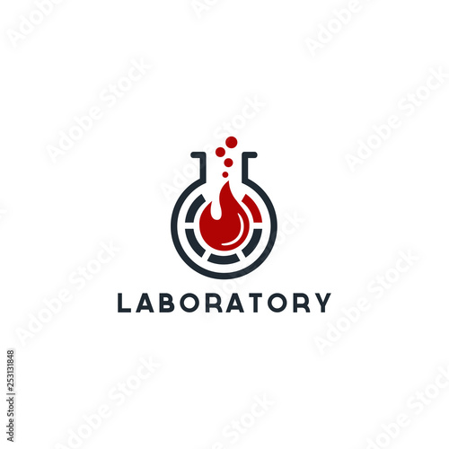 science lab logo, illustration of atomic nucleus logo design inspiration