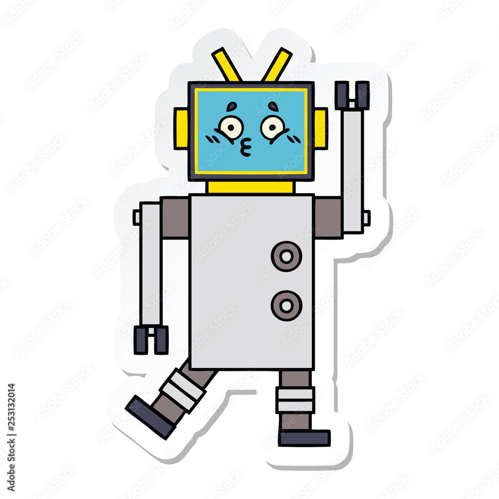 sticker of a cute cartoon robot sticker of a cute cartoon robot