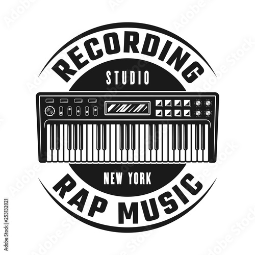 Synthesizer vector emblem for recording studio