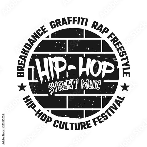 Graffiti on brick wall vector black emblem
