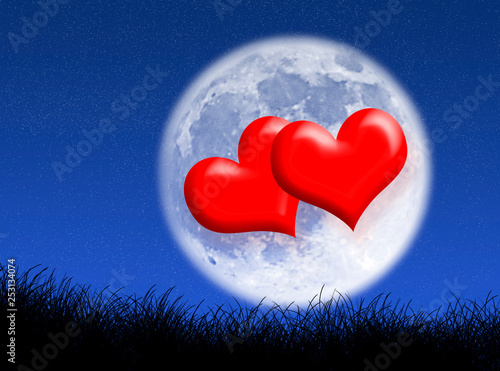 Quadro su tela Hearts in the moon