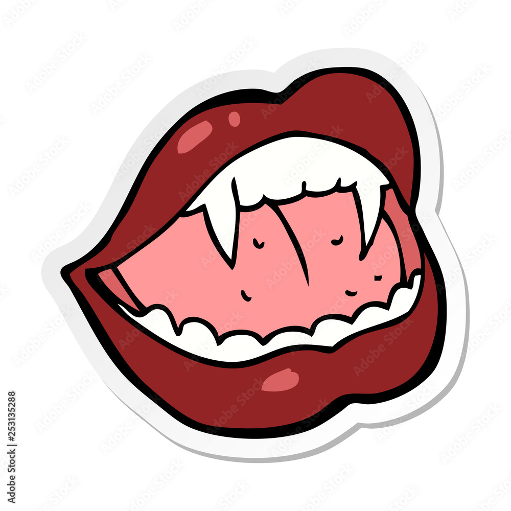 sticker of a cartoon vampire lips sticker of a cartoon vampire lips