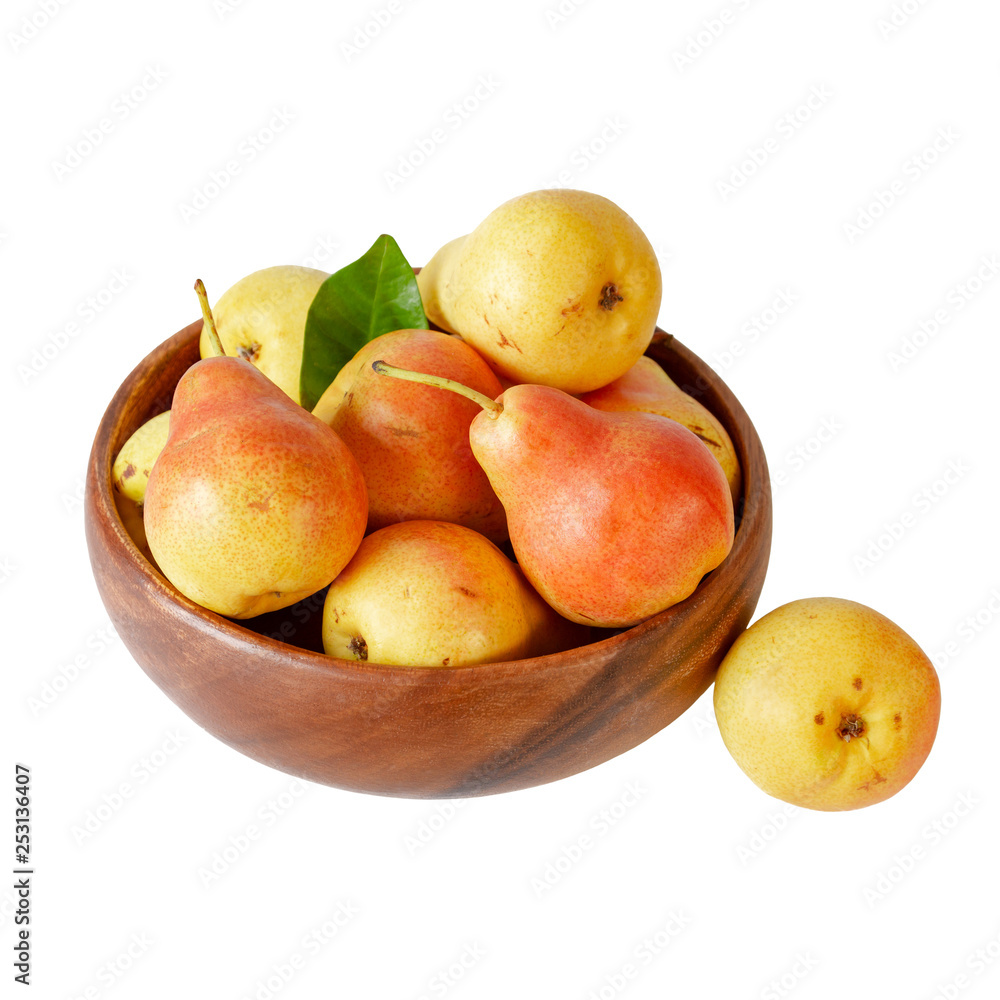 Ripe Pears Bowl Cup Pear Organic Fruits Isolated White Close Up Ripe Pears Bowl Cup Pear Organic Fruits Isolated White Close Up
