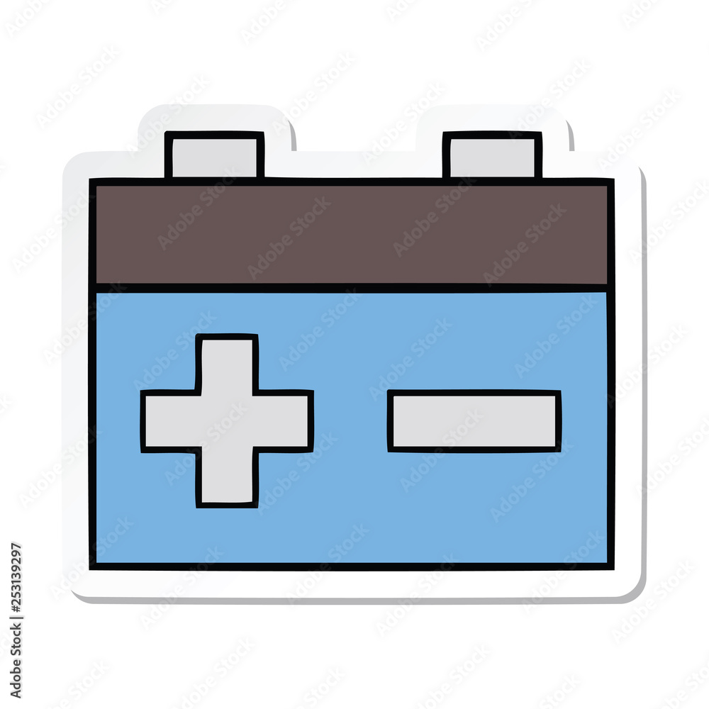Fototapeta premium sticker of a cute cartoon car battery