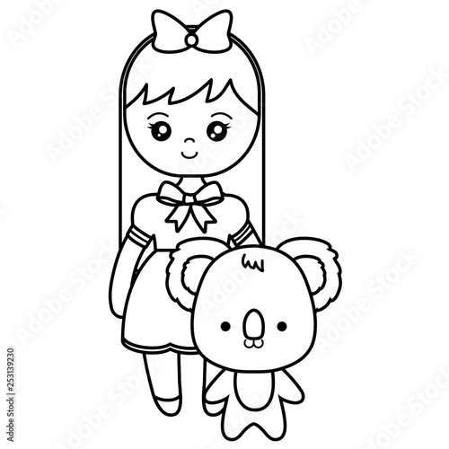 cute and little koala with girl