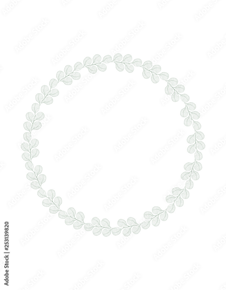 Lovely Hand Drawn Green Eucalyptus Twigs Isolated on a White Background. Vector Branch Frame of Round Shape. Retro Style Delicate Green Sketched Floral Wreath. Illustration Without Text. Lovely Hand Drawn Green Eucalyptus Twigs Isolated on a White Background. Vector Branch Frame of Round Shape. Retro Style Delicate Green Sketched Floral Wreath. Illustration Without Text.