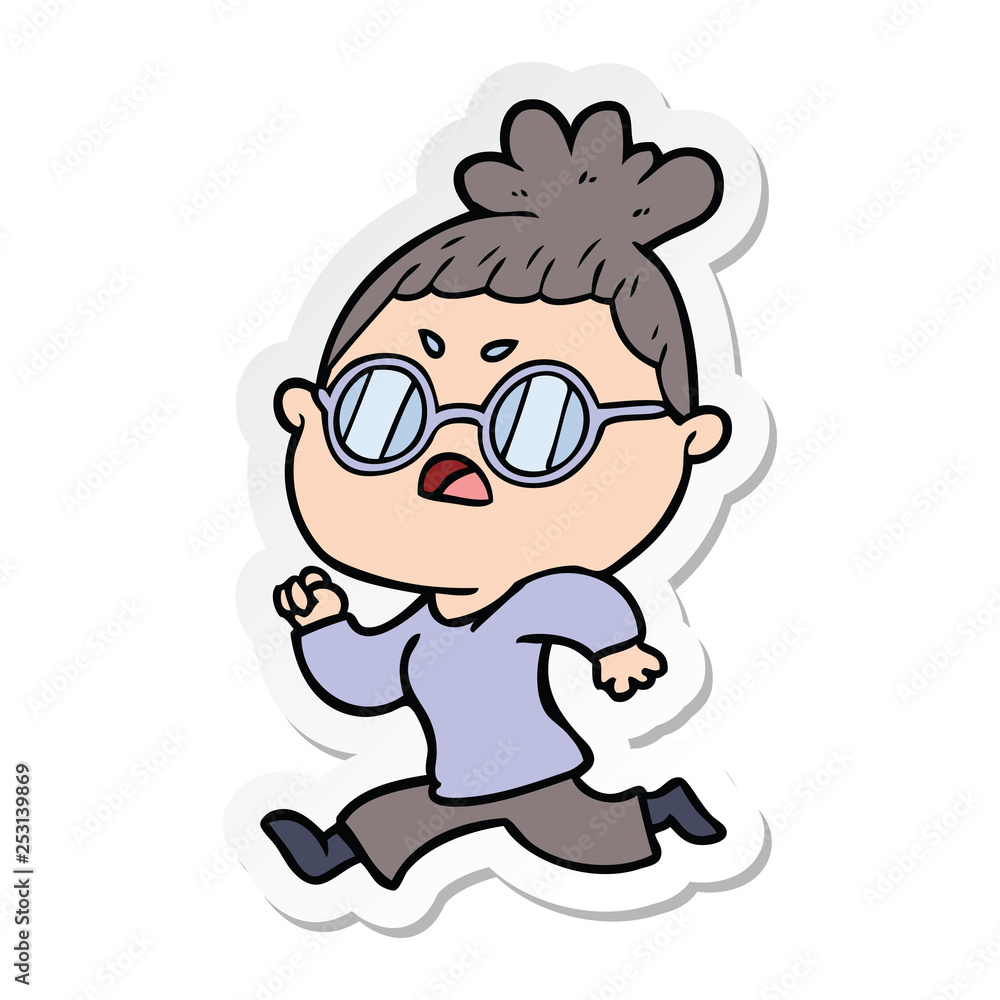 Obraz premium sticker of a cartoon annoyed woman