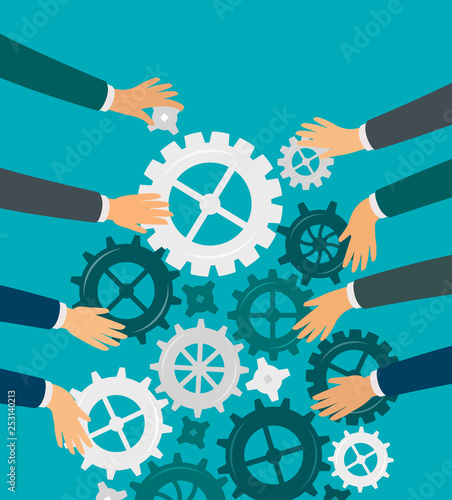 Teamwork. Idea, brainstorm, business concept. Cooperation vector illustration