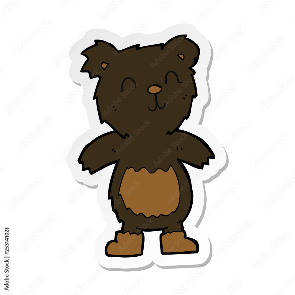 sticker of a cartoon teddy black bear sticker of a cartoon teddy black bear