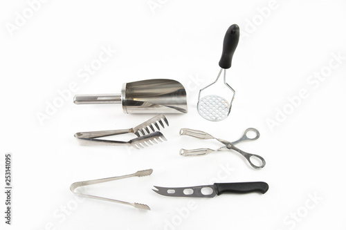 set of kitchen tools isolated on white background