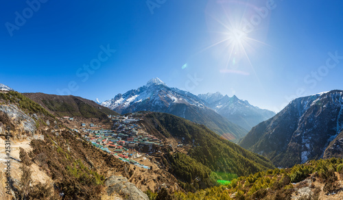 Panorama view of Namche Bazaar. Nepal. Everest trekking. © Mikhail