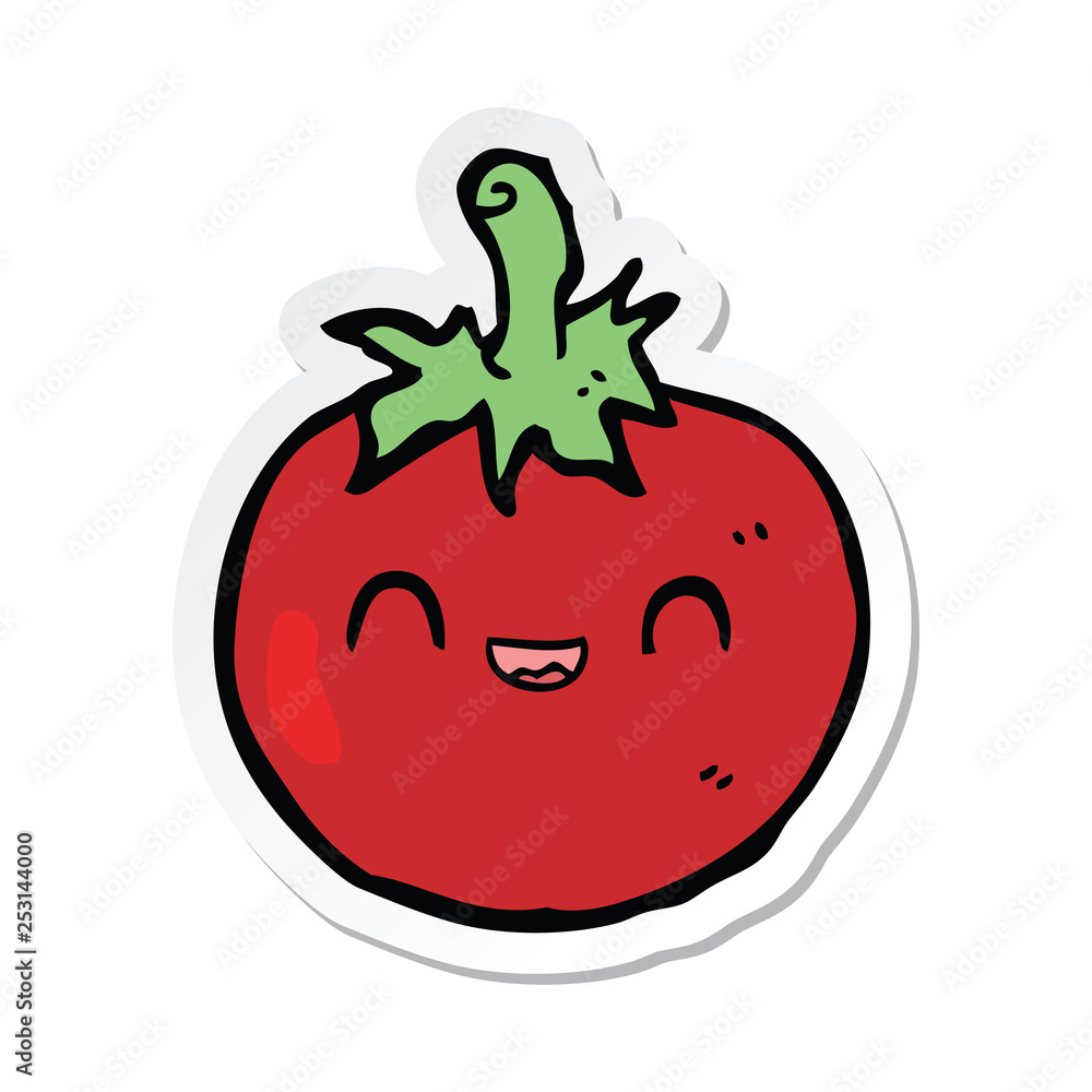 sticker of a cute cartoon tomato sticker of a cute cartoon tomato