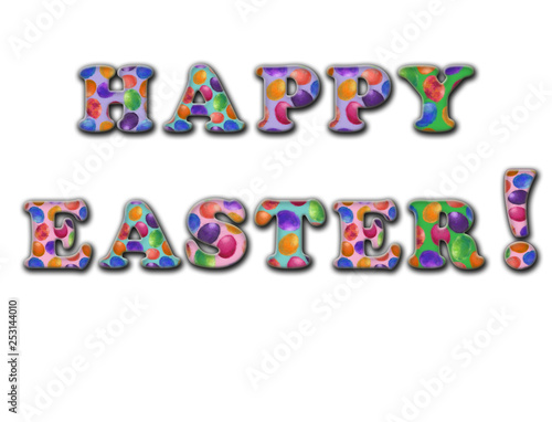"Happy Easter" Message in Decorative Font Isolated on white Background.