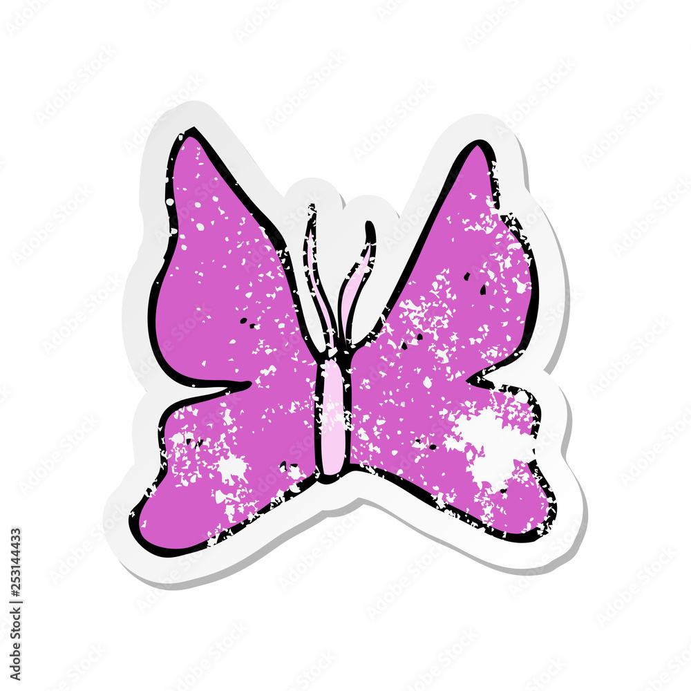 retro distressed sticker of a cartoon butterfly symbol retro distressed sticker of a cartoon butterfly symbol