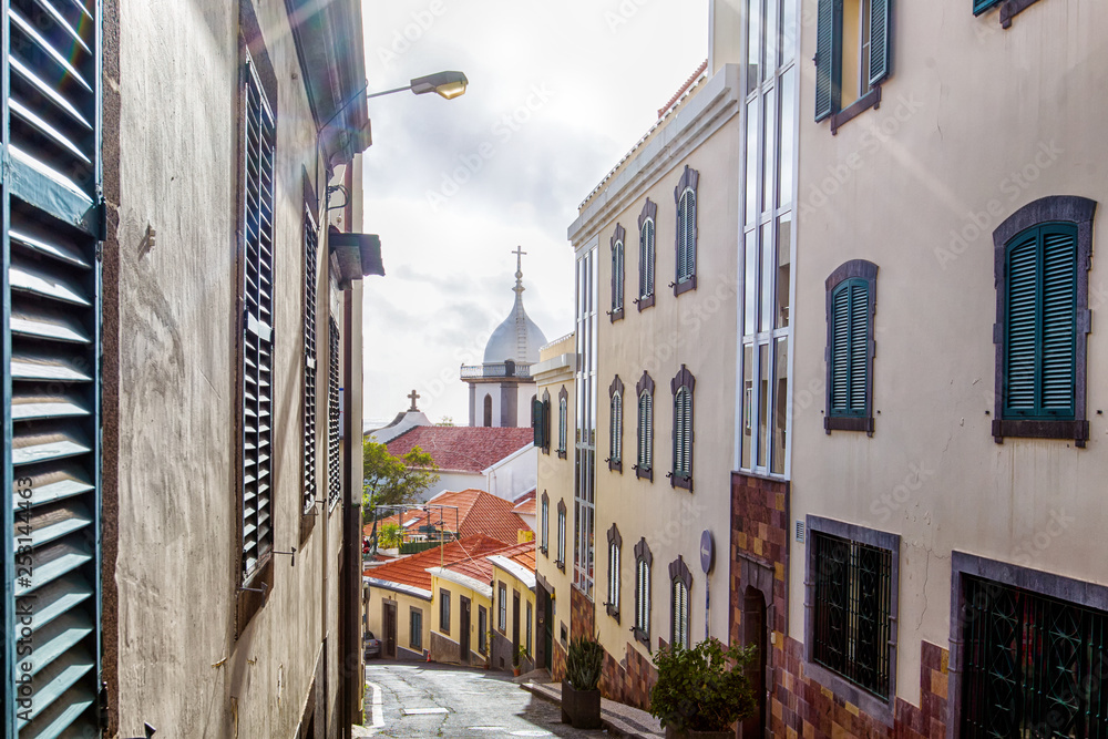 Fototapeta premium Historic alley in Funchal, Madeira, Portugal