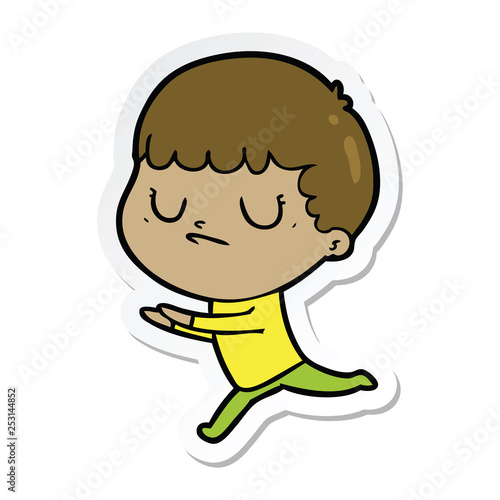 sticker of a cartoon grumpy boy