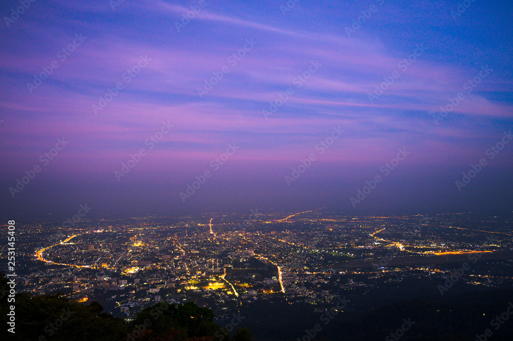 city light and the twilight sky background