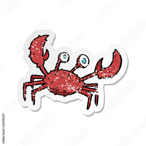 retro distressed sticker of a cartoon crab
