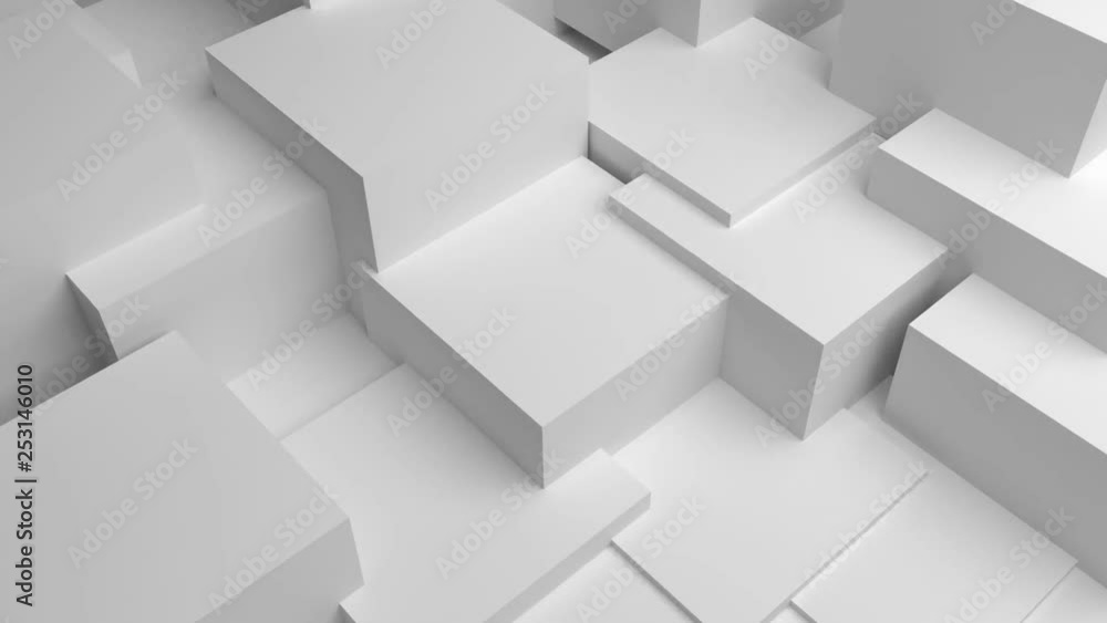 3D animation of white cubes in motion background 3D animation of white cubes in motion background
