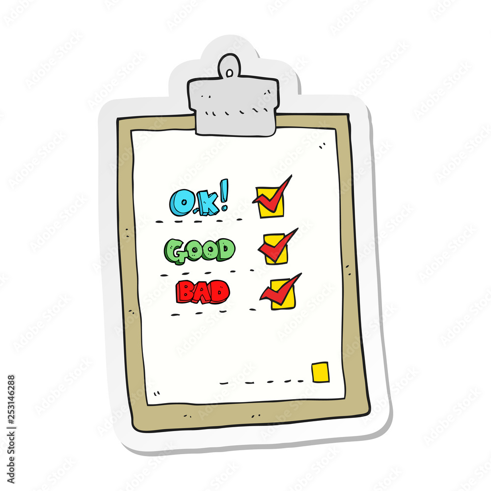 sticker of a cartoon check list sticker of a cartoon check list