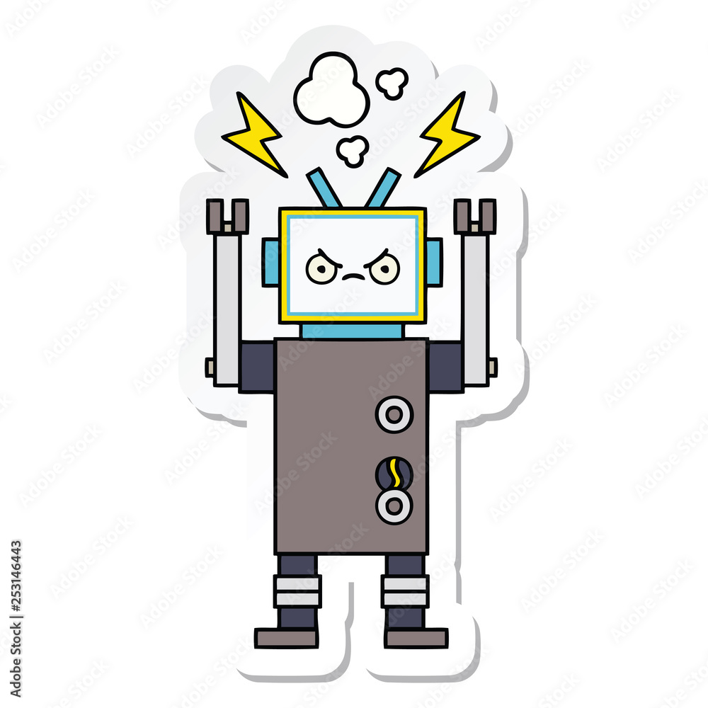 sticker of a cute cartoon robot sticker of a cute cartoon robot
