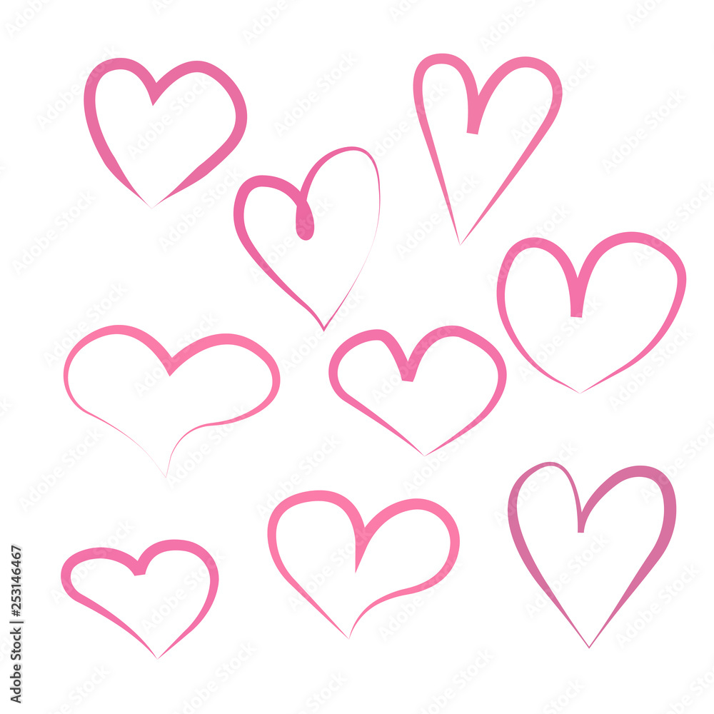 A set of hearts isolated on a white background A set of hearts isolated on a white background