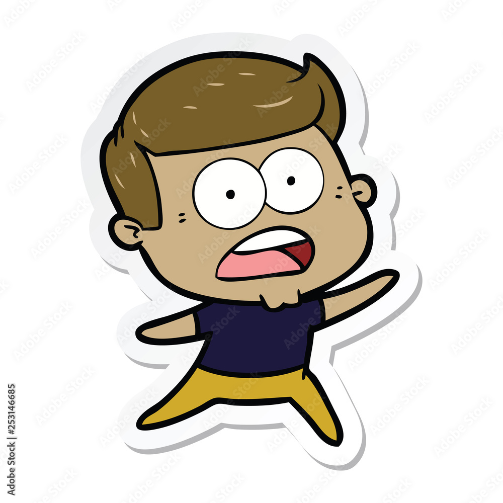 sticker of a cartoon shocked man sticker of a cartoon shocked man