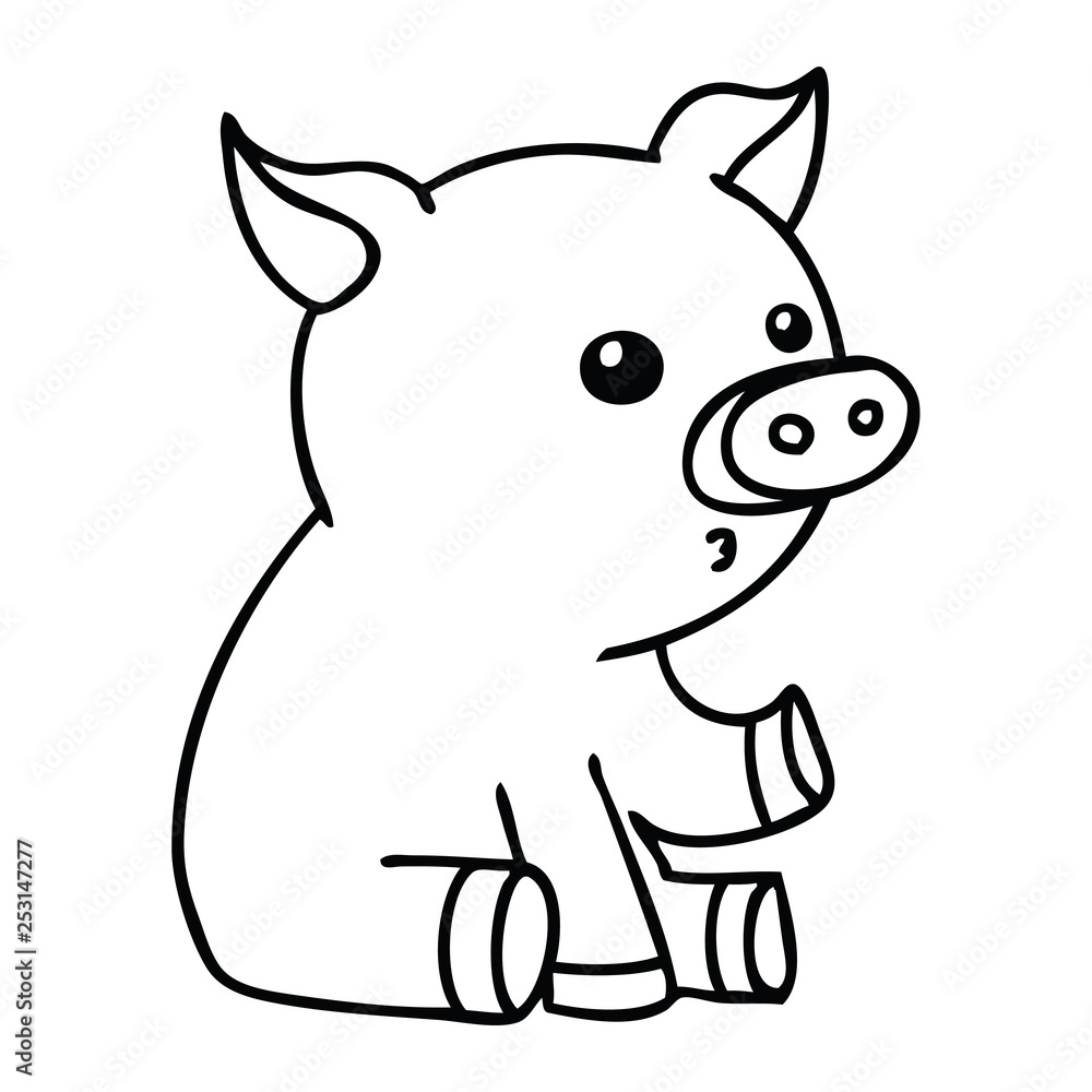 quirky line drawing cartoon pig quirky line drawing cartoon pig