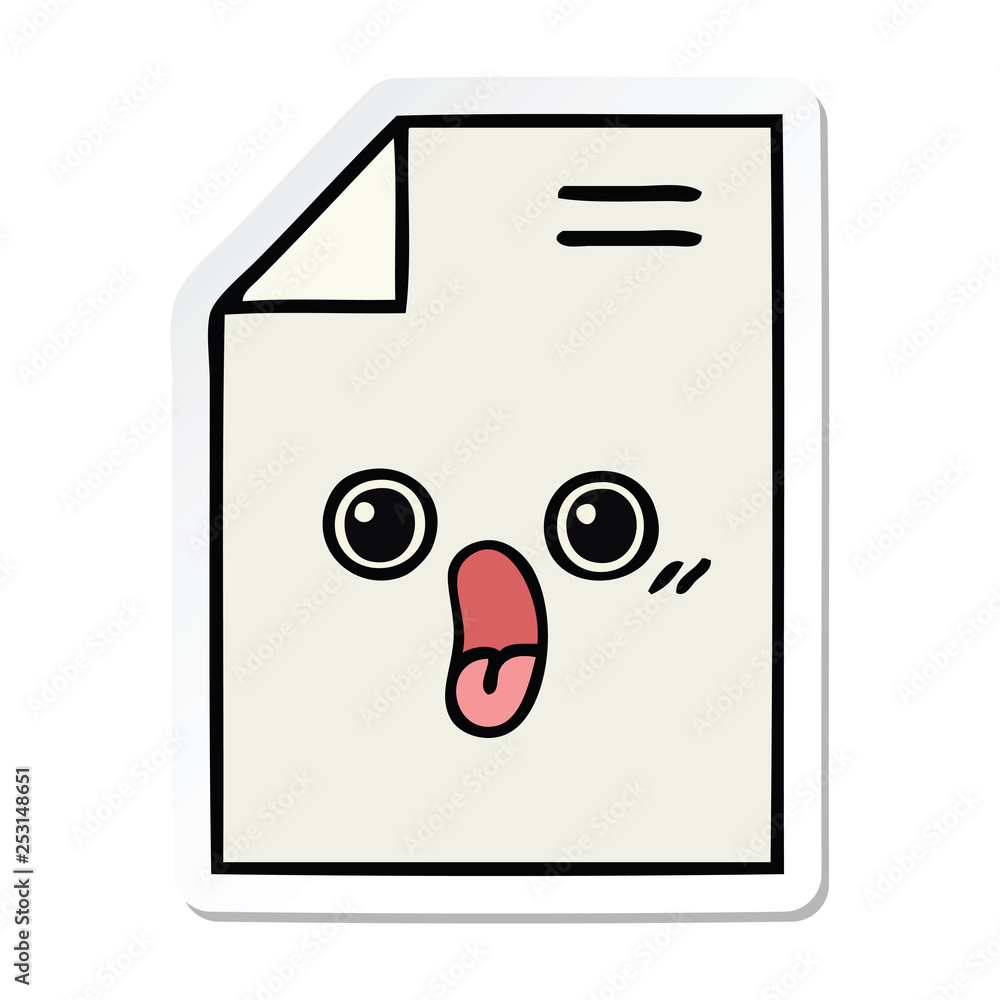 sticker of a cute cartoon sheet of paper sticker of a cute cartoon sheet of paper