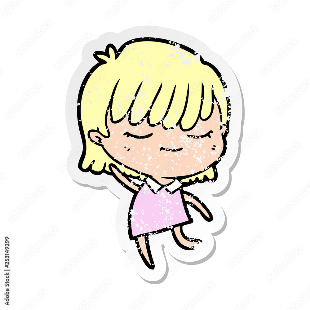 Obraz premium distressed sticker of a cartoon woman