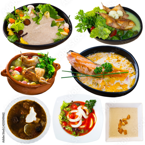 Collection of various soups