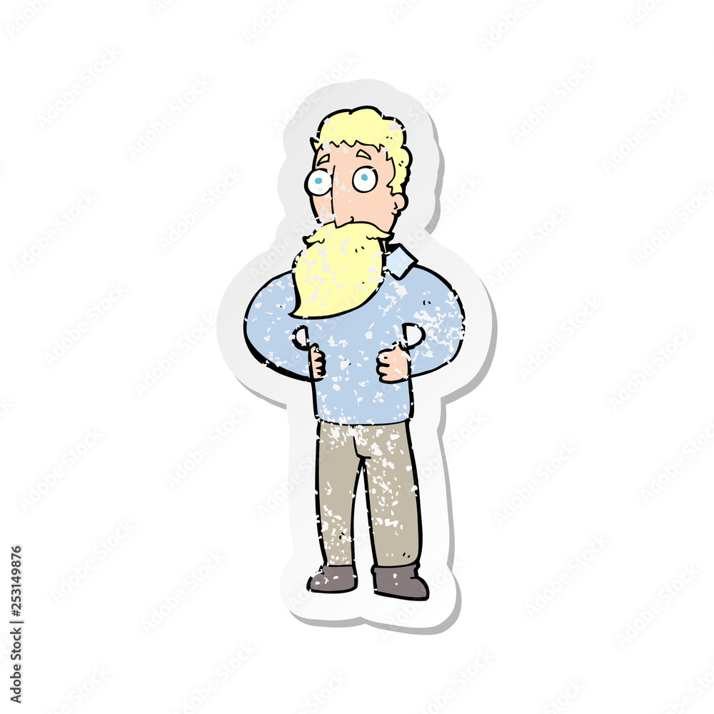 retro distressed sticker of a cartoon man with beard retro distressed sticker of a cartoon man with beard