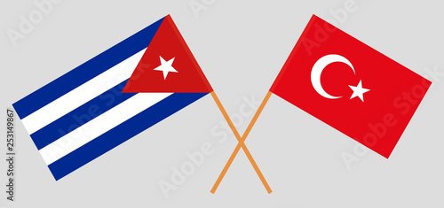 Turkey and Cuba. The Turkish and Cuban flags. Official colors. Correct proportion. Vector