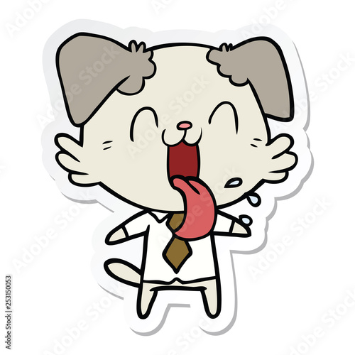 sticker of a cartoon panting dog