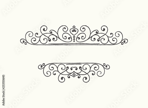 Hand drawn decorative border in grunge retro style