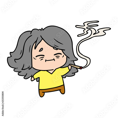 cartoon of cute kawaii old woman