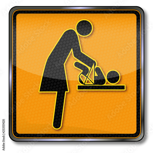 Schild mit Mutter und Kind am Wickeltisch